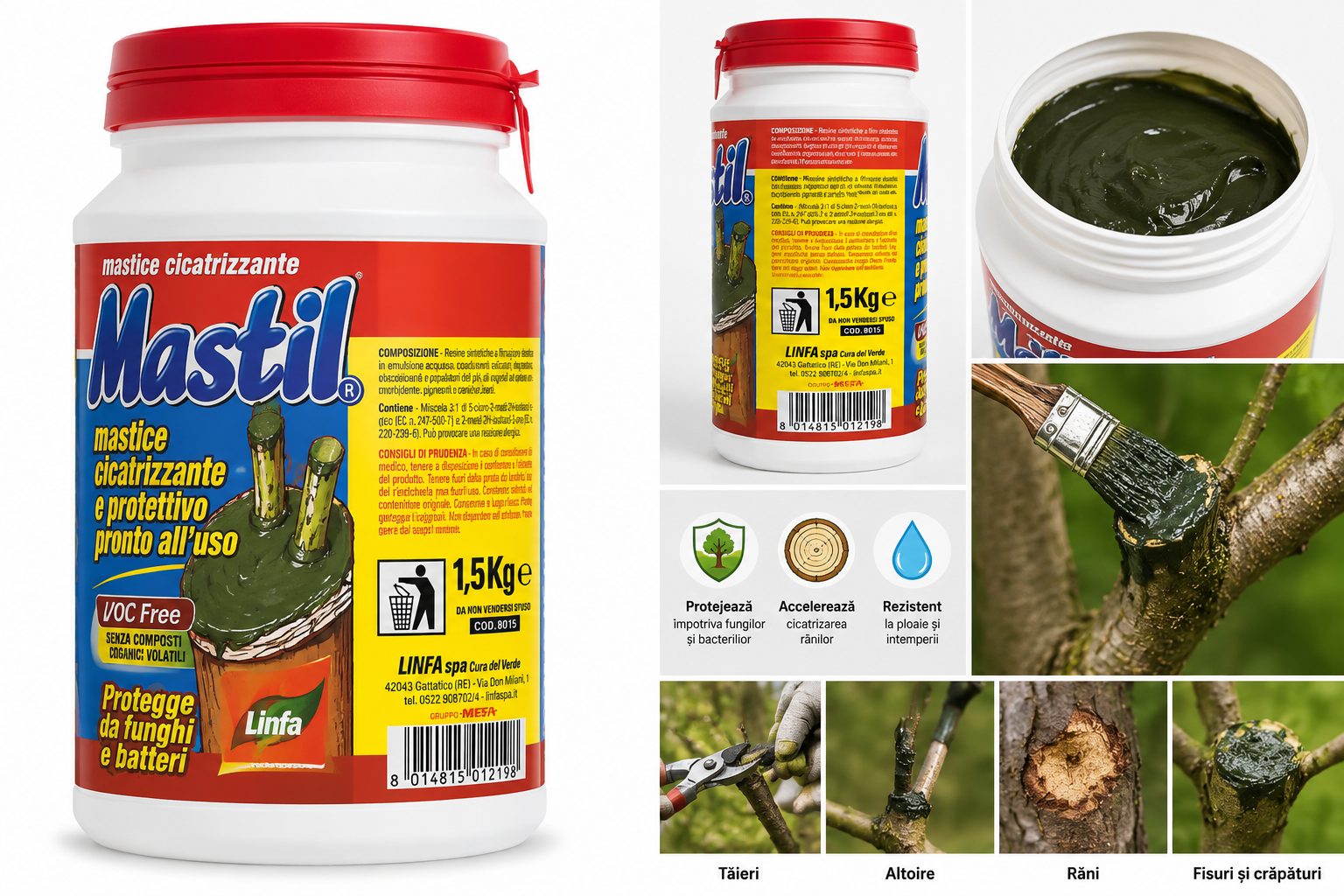 Mastil Mastic Cicatrizant 1.5KG – Pastă Profesională pentru Altoire și Protecția Pomilor